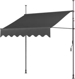 300 x 120cm Balcony Awning with Hand Crank Clip On Awning No Punch Sun Retractable Awning Resistant to UV 50+