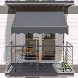 300 x 120cm Balcony Awning with Hand Crank Clip On Awning No Punch Sun Retractable Awning Resistant to UV 50+