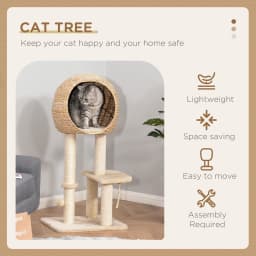 PawHut Cat Tree 100cm Kitten Climbing Tower Activity Center with Sisal Scratching Post Condo Perch Toy Cushion