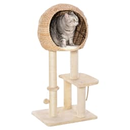 PawHut Cat Tree 100cm Kitten Climbing Tower Activity Center with Sisal Scratching Post Condo Perch Toy Cushion