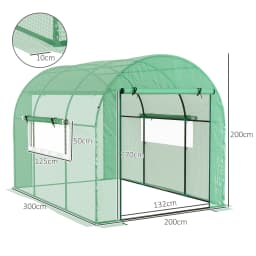 Polytunnel Greenhouse with Uv-Resistant Pe Cover, Grow House, 3 X 2 X 2m