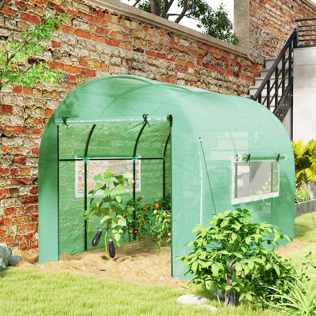 Polytunnel Greenhouse with Uv-Resistant Pe Cover, Grow House, 3 X 2 X 2m