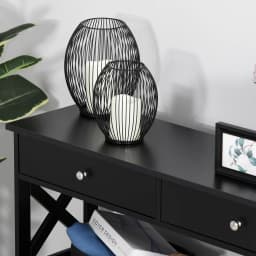 HOMCOM Console Table Side Desk Shelves Drawers Open Top X Support Hallway Black