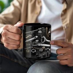 Mechanic Black Mug Black Ceramic Coffee Cup For Mechanics father Toolbox Coffee Cup Tea Mug For Whiskey Beer Juice Soup Water