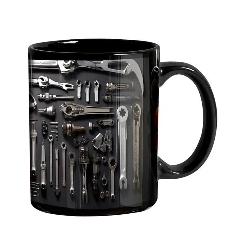 Mechanic Black Mug Black Ceramic Coffee Cup For Mechanics father Toolbox Coffee Cup Tea Mug For Whiskey Beer Juice Soup Water