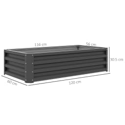Raised Garden Bed Steel Planter Growing Box for Vegetables Flowers Light Grey