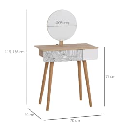 HOMCOM Wooden Compact Dressing Table w/ Drawer Mirror 4 Legs Table Top Bedroom