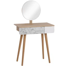 HOMCOM Wooden Compact Dressing Table w/ Drawer Mirror 4 Legs Table Top Bedroom
