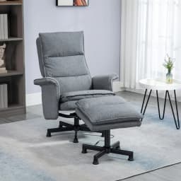 HOMCOM Swivel Recliner Chair w/Footstool Massage Points Remote Control Grey
