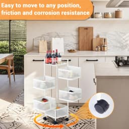 Carbon Steel 360° Rotatable Trolley Storage Rack Iron Storage Rack Kitchen Vegetable Rack Living Room Snack Storage Rack 5Layers
