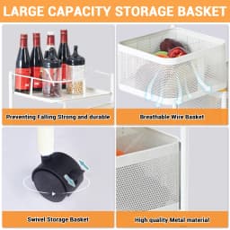Carbon Steel 360° Rotatable Trolley Storage Rack Iron Storage Rack Kitchen Vegetable Rack Living Room Snack Storage Rack 5Layers
