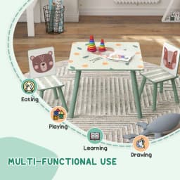 ZONEKIZ Kids Table and Chair Set Toddler Table with 2 Chairs 3 Pieces Green
