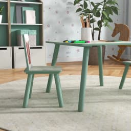 ZONEKIZ Kids Table and Chair Set Toddler Table with 2 Chairs 3 Pieces Green