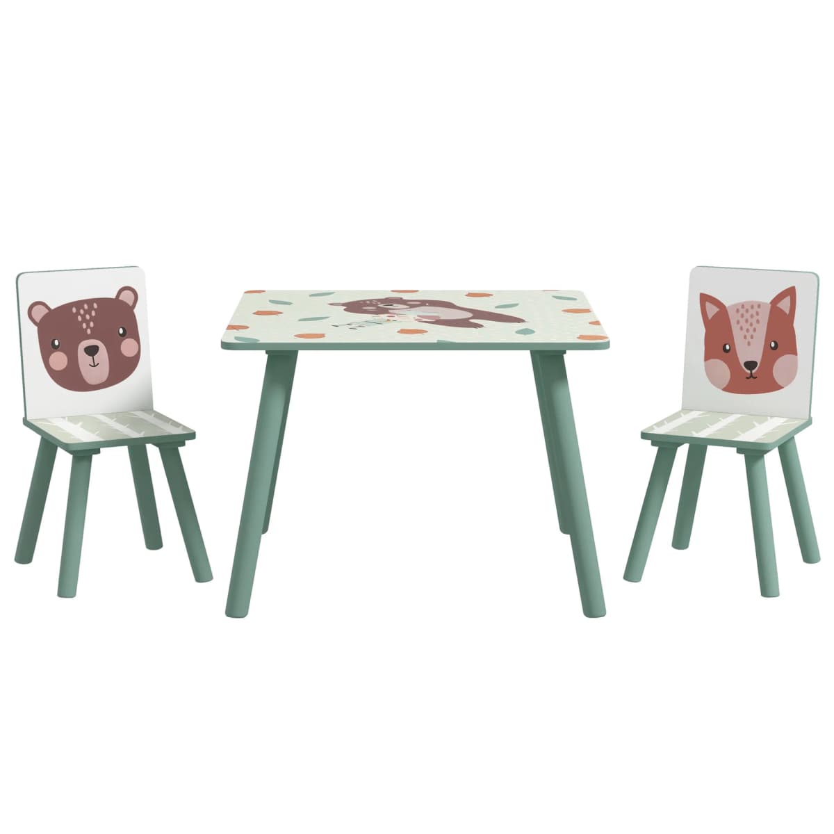 ZONEKIZ Kids Table and Chair Set Toddler Table with 2 Chairs 3 Pieces Green