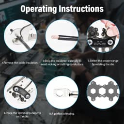 Heavy Duty Battery Cable Crimping Tool Wire Lug Crimper Terminal Copper Lugs Kit for Battery Wire Ring Terminals