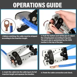 Heavy Duty Battery Cable Crimping Tool Wire Lug Crimper Terminal Copper Lugs Kit for Battery Wire Ring Terminals