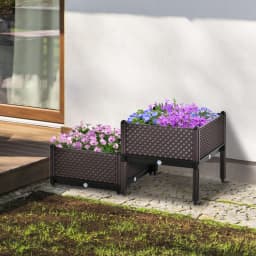 2-Piece Raised Garden Bed Planter Box Flower Vegetables Planting Container