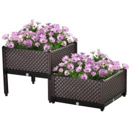 2-Piece Raised Garden Bed Planter Box Flower Vegetables Planting Container