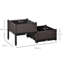 2-Piece Raised Garden Bed Planter Box Flower Vegetables Planting Container