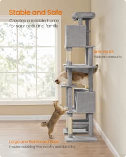 Feandrea 201 cm Tall Cat Tree, XXL Large Cat Tower for Indoor Cats, Multi-Level Cat Condo