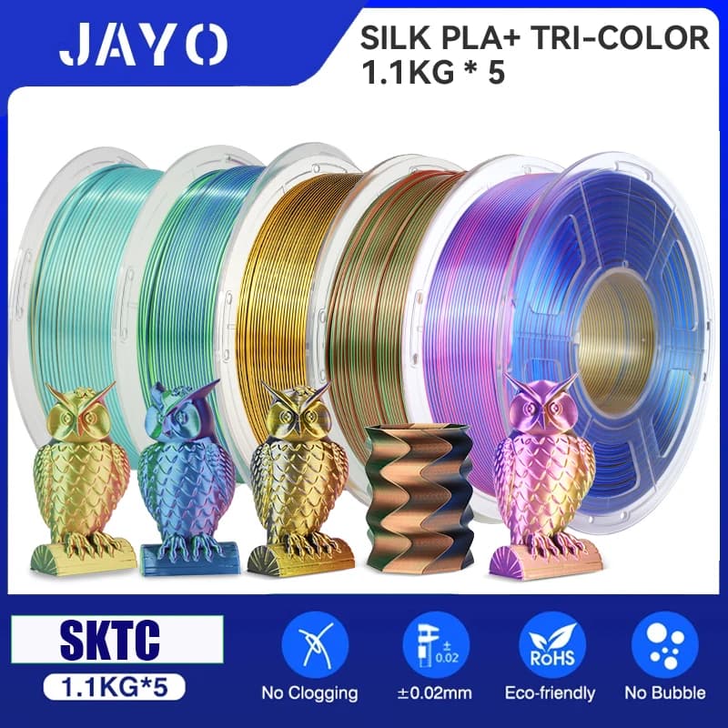 JAYO pla plus SILK Three Colors Silk Rainbow 3D Printer Filament 1.75mm 100% No Bubble FDM 3D Printer Materials for 3D Printer