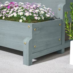 2-Tier Wooden Raised Flower Bed with Trellis and Drainage Holes, Gray