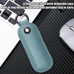 Leather U Disk Pouch Anti Lost USB Flash Drive Protective Cover USB Flash Drive Storage Bag Key Ring Holder Digital Accessories