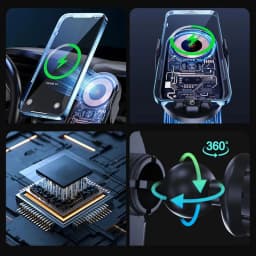 Wireless Car Charger Vehicle Mount Rotation Phone Holder Auto Clamping Safe Stable Smartphone Dashboard Mount For Vehicles