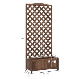 Garden Wooden Planter Box with Trellis Lattice Flower Raised Bed, Dark Brown