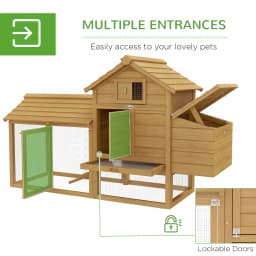 PawHut Small Chicken Coop with Run Hen House Poultry Coops Cages Nesting Box 150.5 x 54 x 87cm