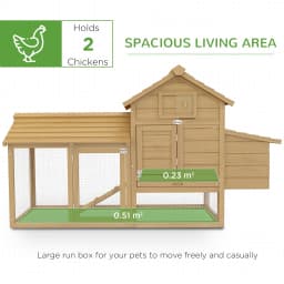 PawHut Small Chicken Coop with Run Hen House Poultry Coops Cages Nesting Box 150.5 x 54 x 87cm