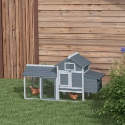 PawHut Small Chicken Coop with Run Hen House Poultry Coops Cages Nesting Box 150.5 x 54 x 87cm