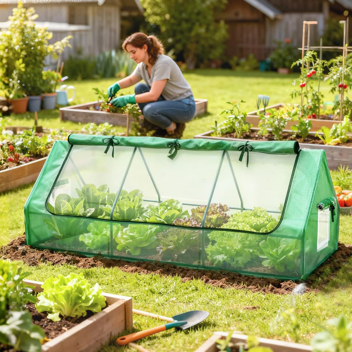 Small Polytunnel with Mesh Windows Portable Mini Green House