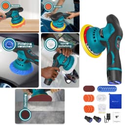 Cordless Car Polisher, Eccentric Polishing Machine, Dual Action Buffer Polishing Machine Set,2.0Ah Battery 8 Variable Speed