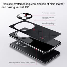 Luxury Plain Leather + Camera Lens Protection Case For Honor Magic 6 Pro Magic6 Magic 6 RSR X50 Hard Slim Good Texture Cover