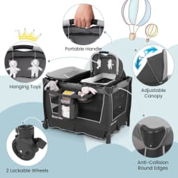 DORTALA 5-in-1 Toddlers Portable Travel Cot Baby Playard Convertible Playpen