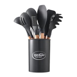 【Lifeideas】11Set of Wooden Handle Silicone Household Kitchen Tools Non-Stick Pan Cooking Spatula and Spoon Kitchenware Set