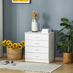 HOMCOM Storage Cabinet Vertical Drawer Chest of 4 w/ Metal Rails Anti-Tip