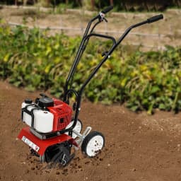 Garden Tiller 52CC Single Cylinder Petrol Engine 1700W 2 Stroke Lawn Cultivator Rotovator Soil with Oil Mixing Bottle
