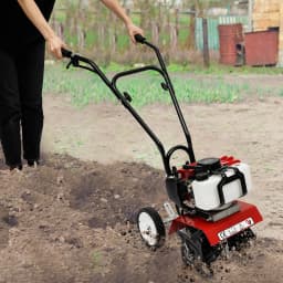 Garden Tiller 52CC Single Cylinder Petrol Engine 1700W 2 Stroke Lawn Cultivator Rotovator Soil with Oil Mixing Bottle