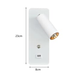 Minimalist Wall Lamp, Reading Light Bedside 3000K Warm White Light USB Interface