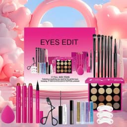 Eye Makeup Kit Professional Eyes Make Up Kits Mascara Eyeshadow Palette Eyelash Curler Brow Stamp Stencil Eyeshadow Brush Kit