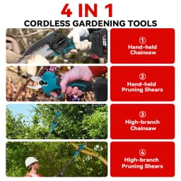ONEVAN Brushless Telescoping Pole Electric Chainsaw 8inch 6inch 30mm Pruning Shears 4IN1 Garden Tool For Makita 18V Battery Pin
