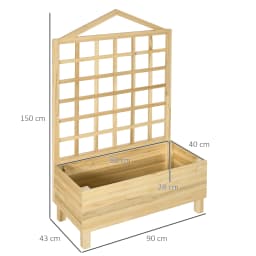Wooden Planters with Trellis for Vine Climbing, Raised Beds for Garden, Natural