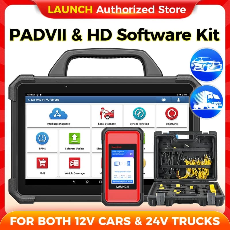 X431 PAD7 & Heavy Duty Software Kit LAUNCH 12V Car 24V Truck Diagnostic Tool Automotive Scanner Auto Scan Autoscanner Diagnost