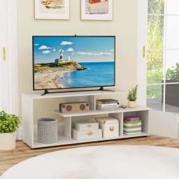 GOFLAME TV Stand for TVs up to 55” 3-Tier Media Console Table w/Storage-White