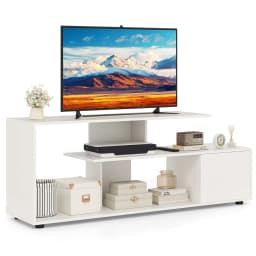 GOFLAME TV Stand for TVs up to 55” 3-Tier Media Console Table w/Storage-White