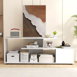 GOFLAME TV Stand for TVs up to 55” 3-Tier Media Console Table w/Storage-White
