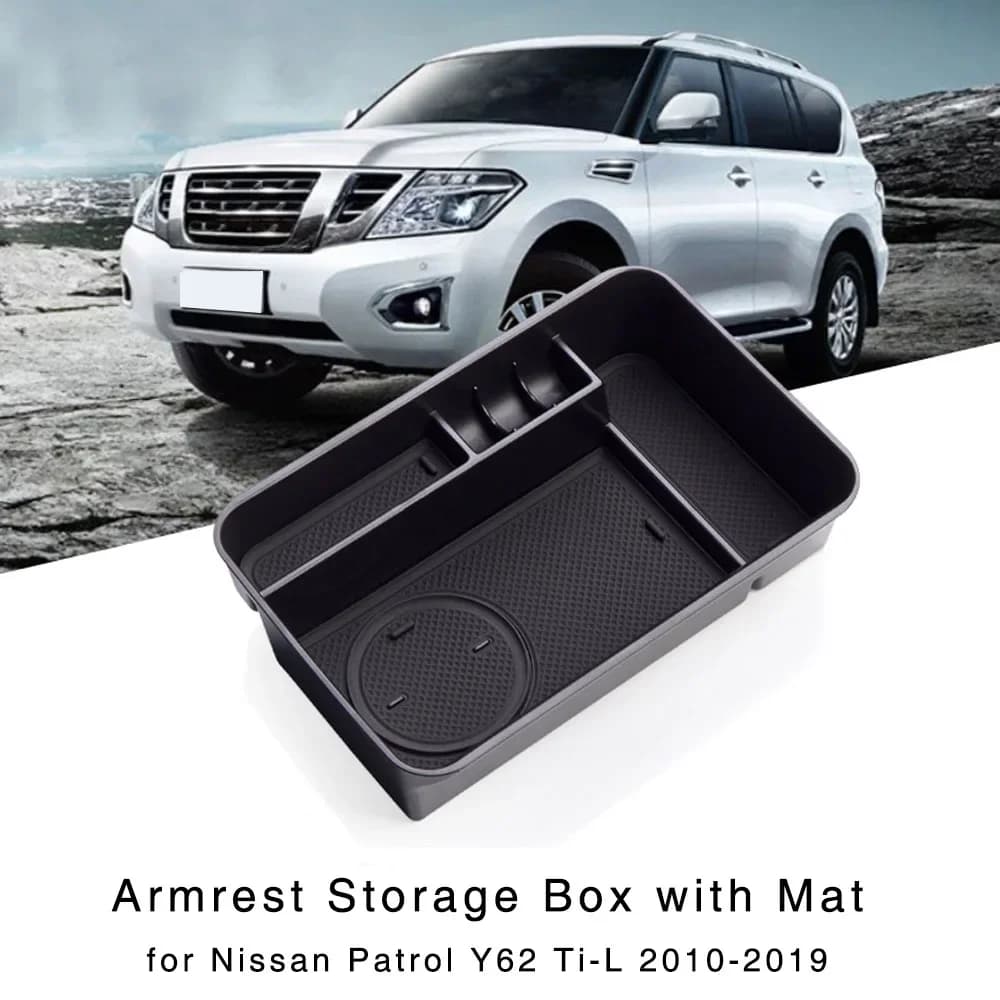 Armrest Storage Box for Nissan Patrol Y62 Ti-L 2010 2011 2012 2013 2014 2015 2016 2017 2018 2019 2020 Central Console Holde Tray