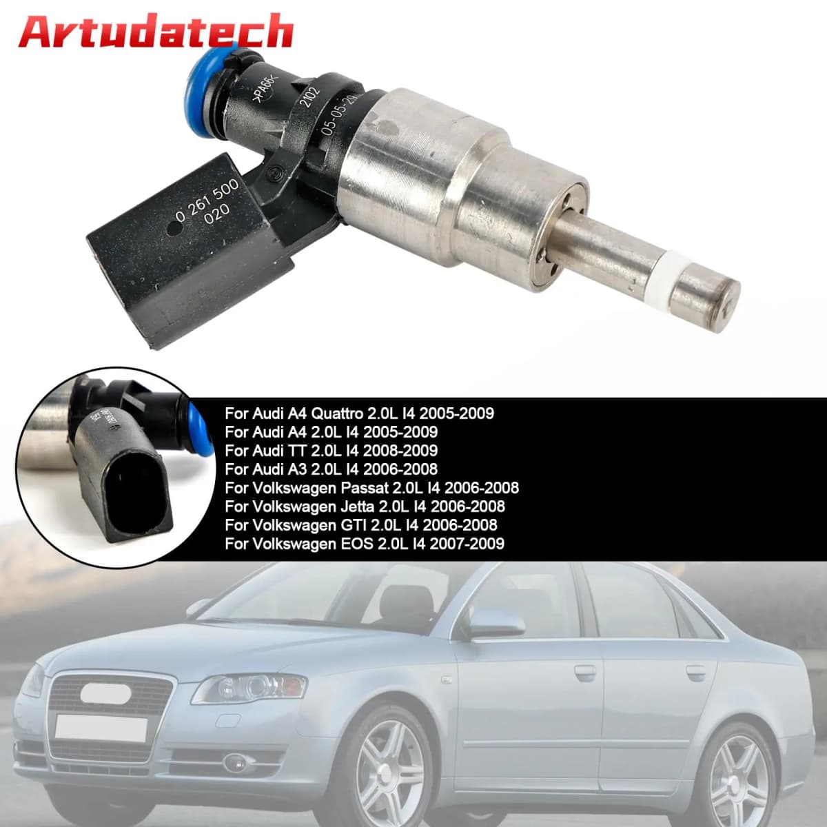 Artudatech 1PCS Fuel Injector 06F906036A Fit Audi A3 A4 A6 Fit VW Golf Passat 2.0 Tfsi